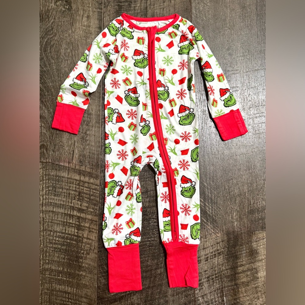 Bamboo Baby Sleepie Zippy Green Grinch Christmas Print 0-3 month Red